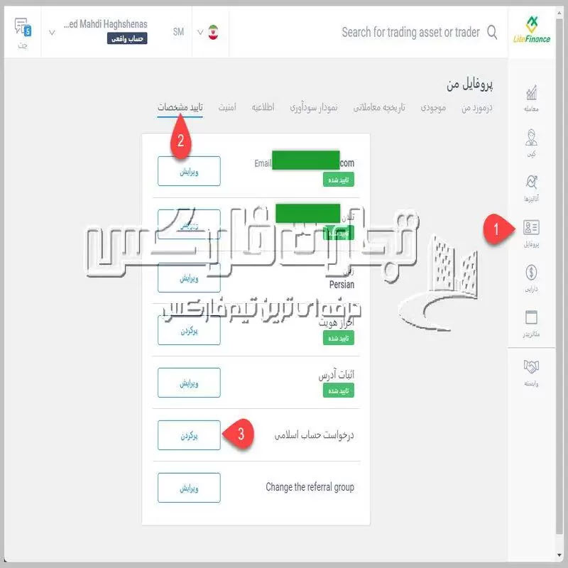 مراحل فعال سازی حساب بدون سواپ در لایت فایننس